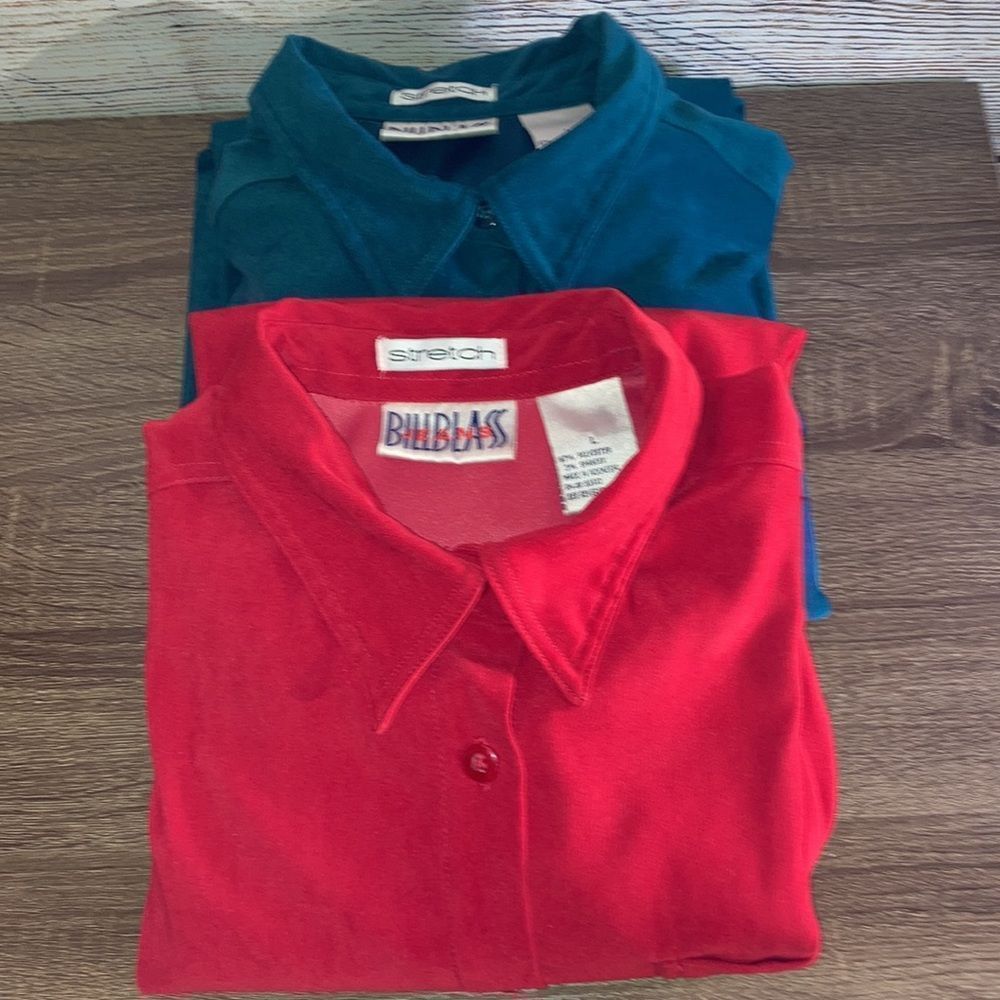 Bundle of 2 Vintage Bill Blass Womens Longsleeve Button Ups Large